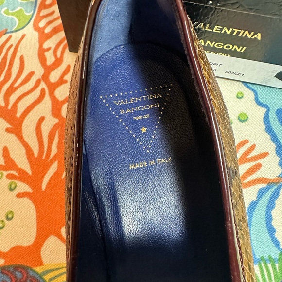 Valentino Women's Snakeskin Patterned Loafers in Brown and Burgundy - Picture 5 of 7